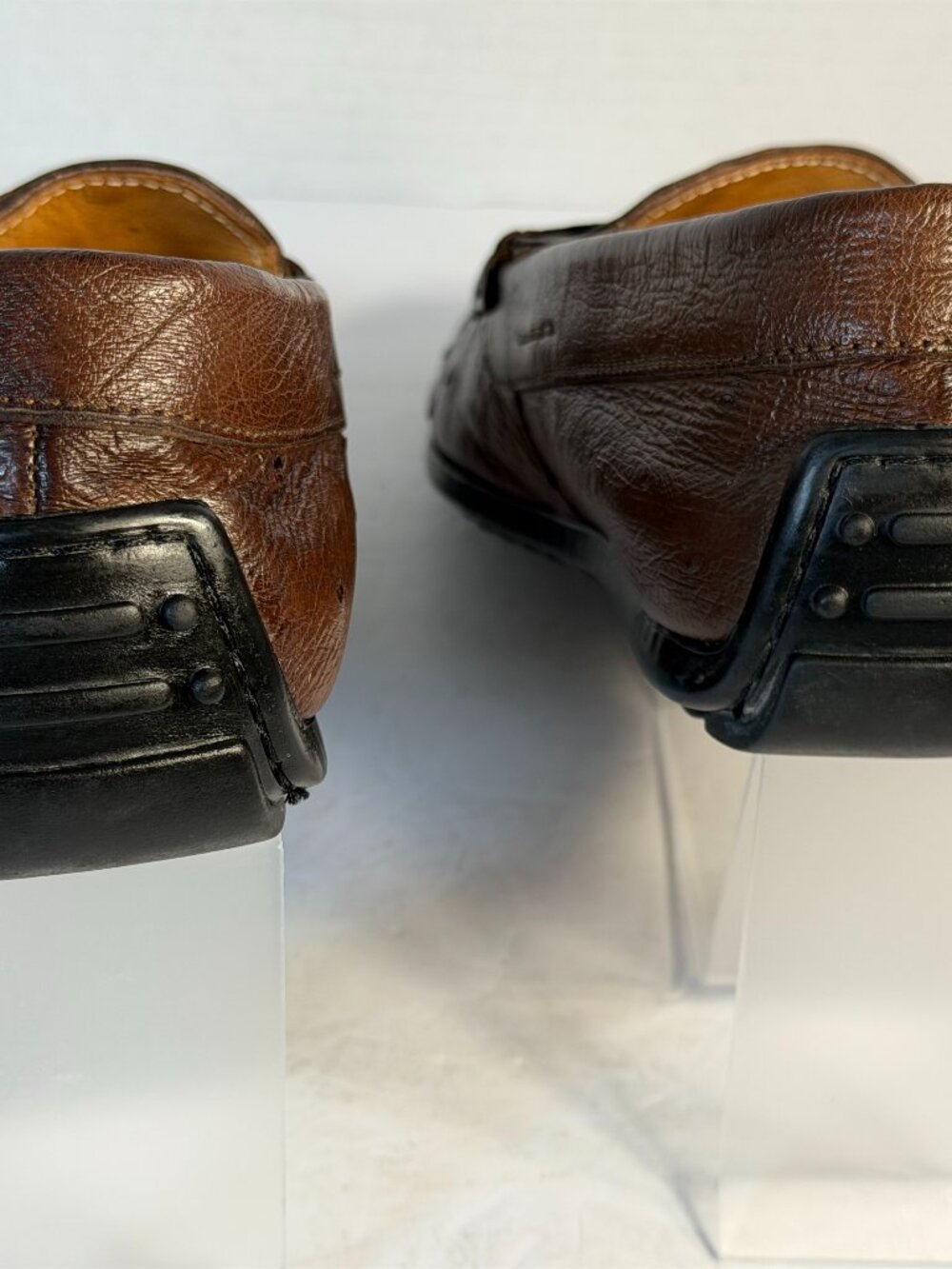 Men's Zelli Roma size 9 Brown Ostrich leather shoes - Picture 6 of 16